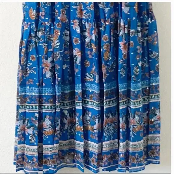 Veronica Beard Sama Silk Maxi Dress 4 Paisley Floral Blue Boho Romantic Western - Picture 6 of 11